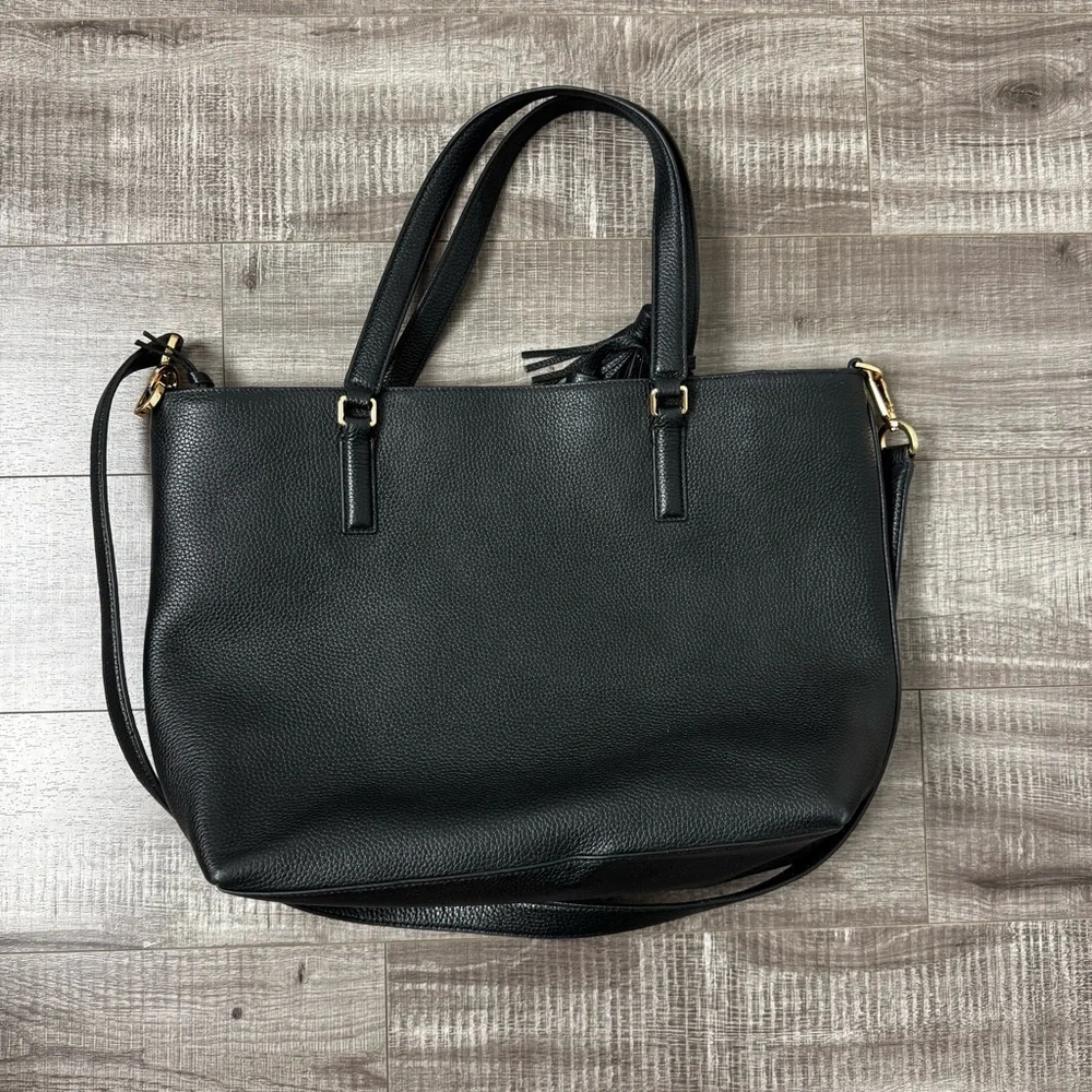 Tory Burch Thea Leather Tote Black w Tassels